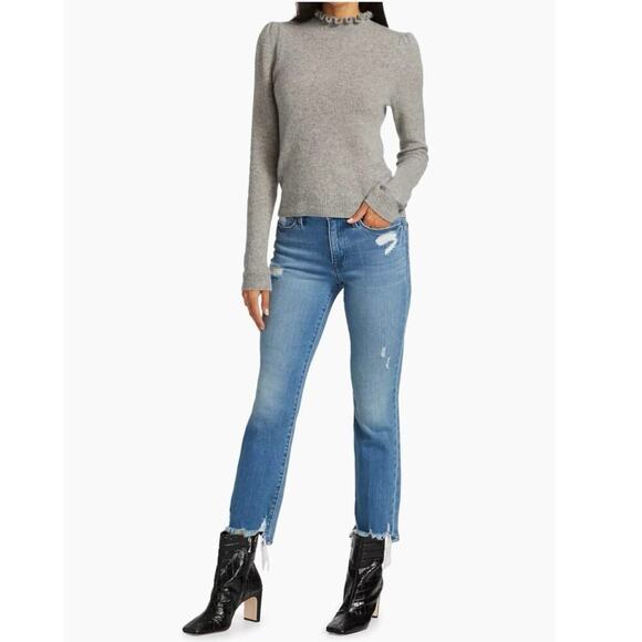 FRAME Le High High-Rise Distressed Stretch Straight-Leg Jeans Sz 27 - Picture 12 of 12